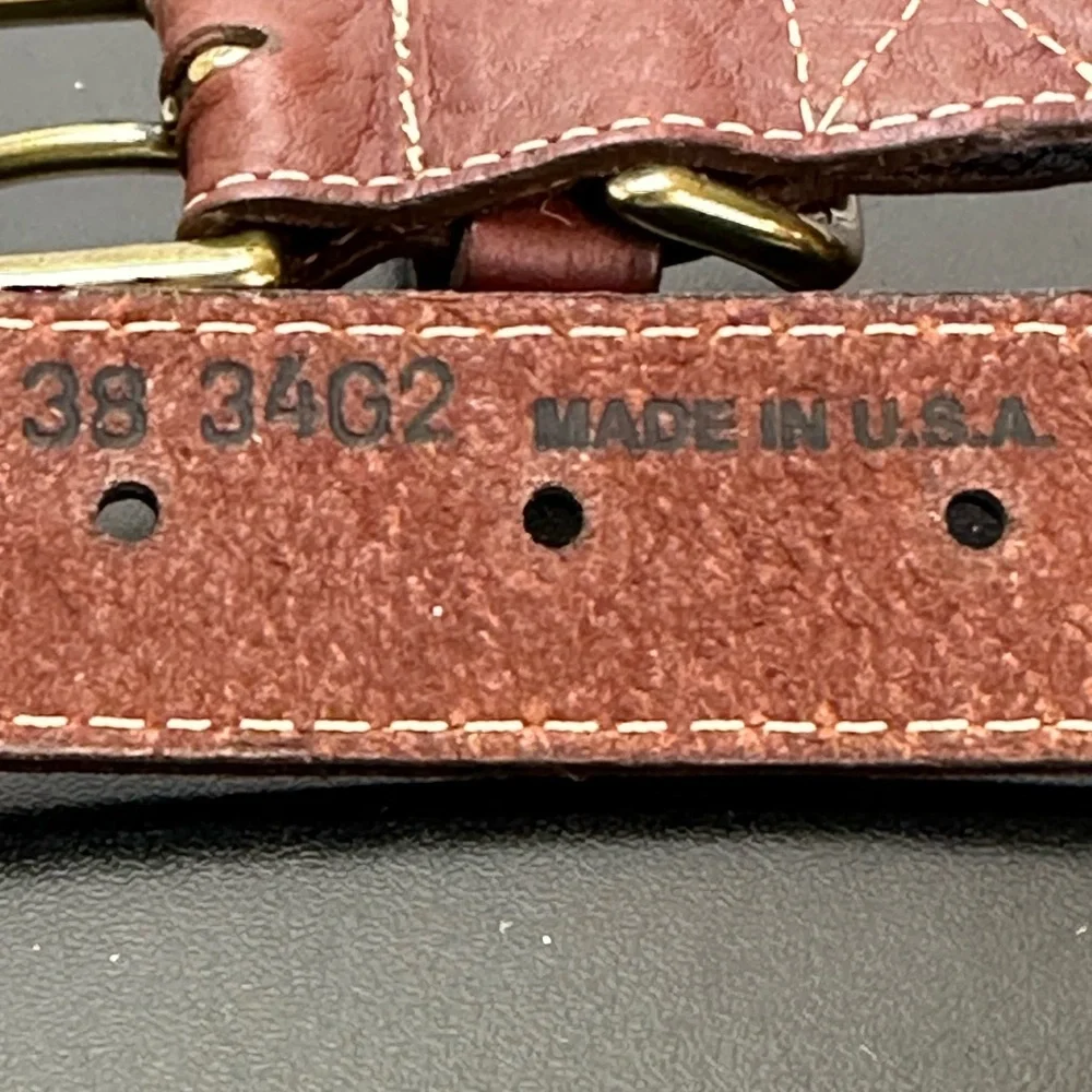 Orvis Brown Leather/Black Canvas Single Prong Brass Buckle Size 38 Made in USA‎